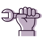 Hand with wrench icon